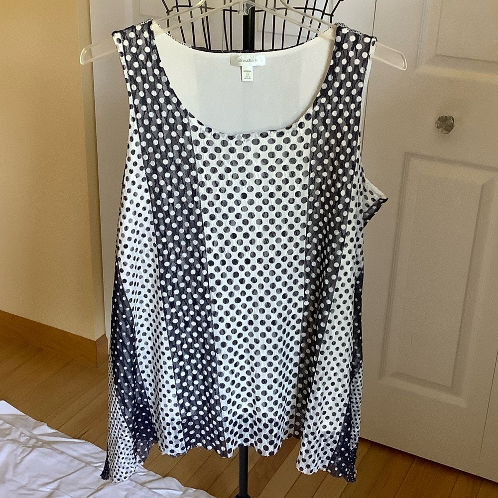 Dressbarn Dark Navy  and White Dot Tank Top